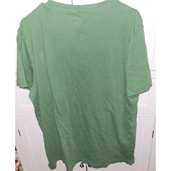 Victoria's Secret PINK 2 Pack XL T-Shirts Green Solid Tie Dye Split Neck Cotton - Picture 2 of 12